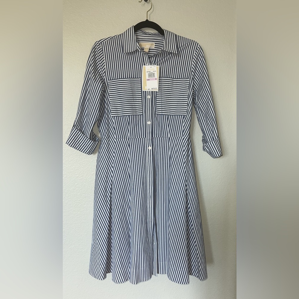 Michael Kors Stripped- Cotton Ruffle Dress size 6
